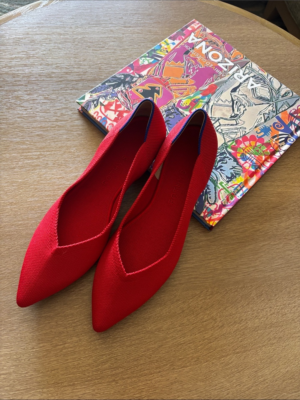 Rothy's Bright Red Pointed Knit Flats, new without box